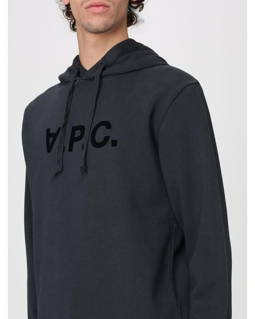 A.P.C. Black Cotton Stretch Hoodie With Logo for men