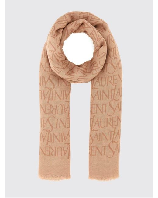 Saint Laurent Natural Jacquard Logo Scarf