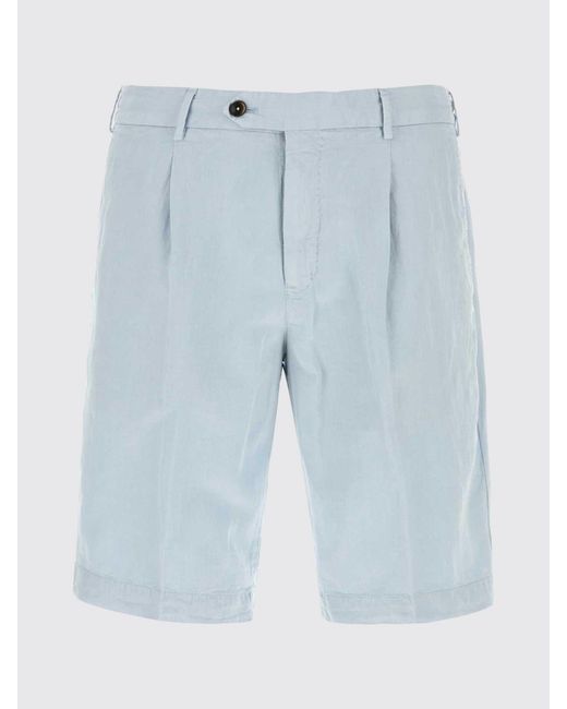 PT Torino Blue Linen And Cotton Blend Chino Shorts for men
