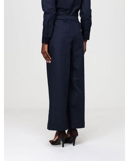 Max Mara Blue Cotton Cropped Trousers
