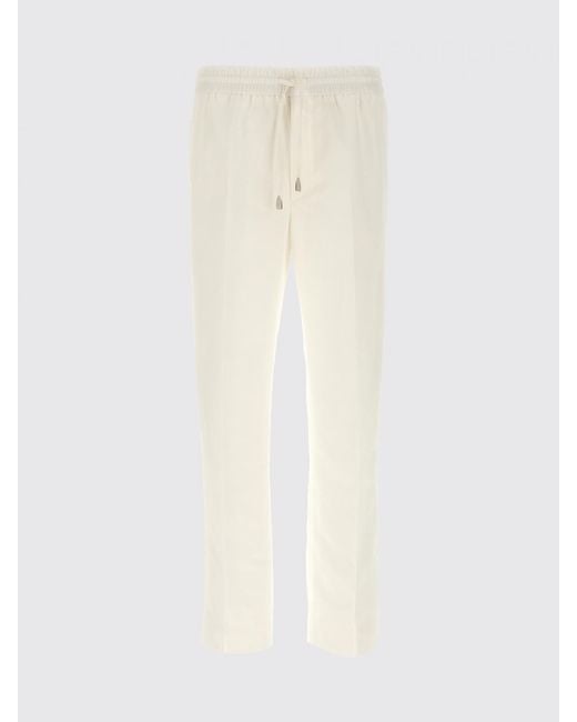 Brioni White Cotton And Linen Trousers for men