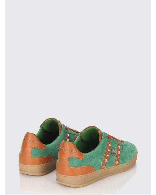 Philipp Plein Green Retro Rebel Suede Sneakers With Applied Stars for men