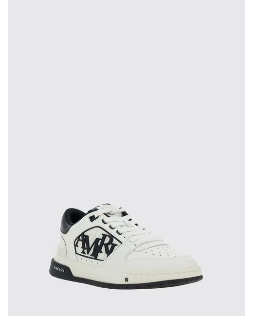 Amiri White Ma Quad Calfskin Leather Low-Top Sneakers With Lettering Logo And Perforated Toe for men