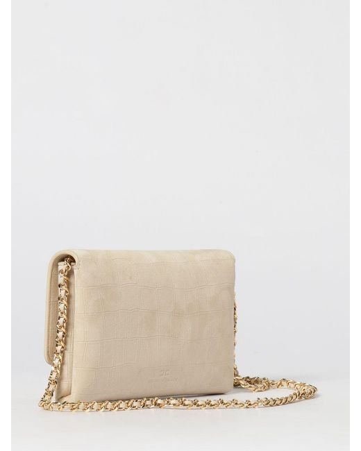 Elisabetta Franchi Natural Suede Crocodile Print Bag