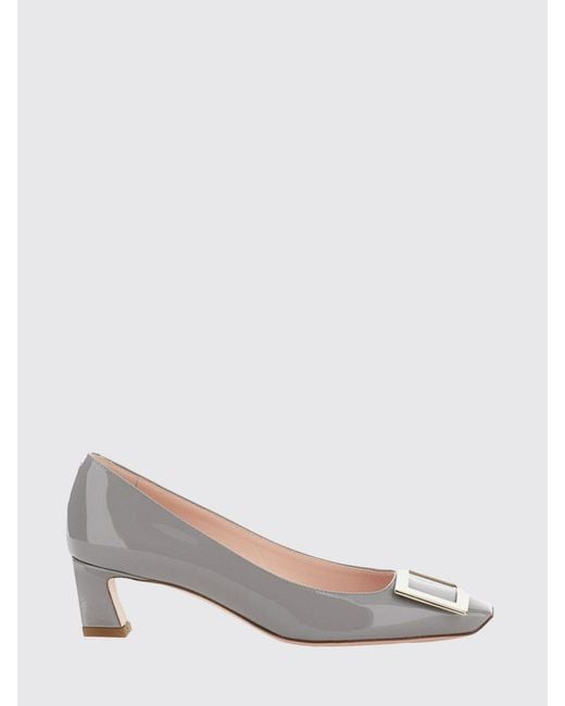 Roger Vivier Gray Trompette Patent Leather Pumps
