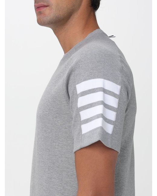Thom Browne Gray 4-Bar Cotton T-Shirt for men