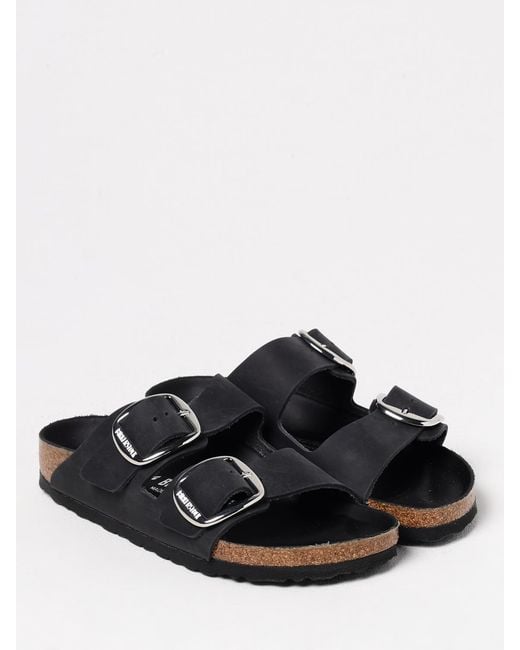 Birkenstock White Arizona Big Buckle Oiled Leather Sandals