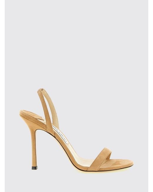 Jimmy Choo Natural Jenn Suede Slingback Sandals With A Round Toe And Stiletto Heel