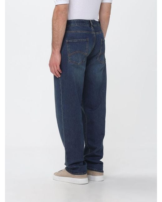 ARMANI EXCHANGE Blue Wide-Leg Cotton Denim Jeans With Mid-Rise Waist for men