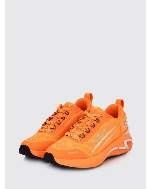 Philipp Plein Orange Mesh Sneakers for men