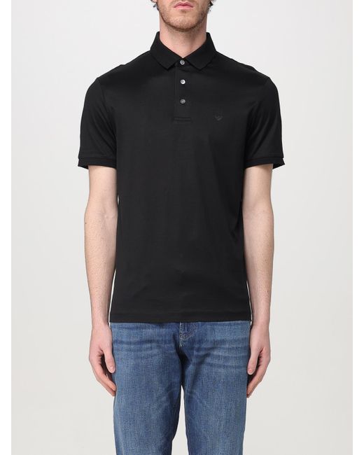 Emporio Armani Black Short Sleeve Polo Shirt for men