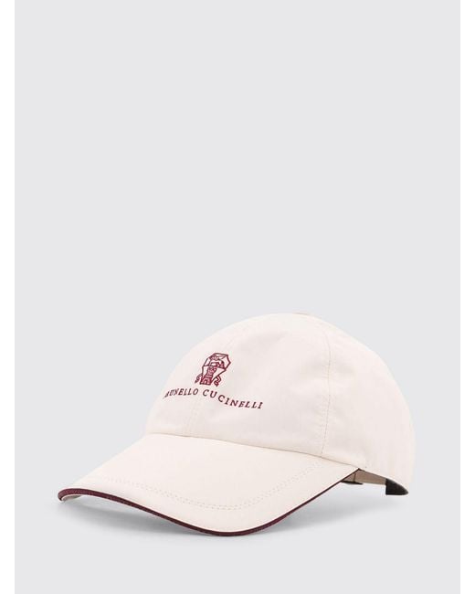 Brunello Cucinelli Pink Nylon Hat With Embroidered Logo for men