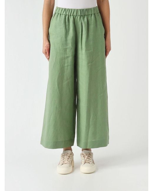 Max Mara Green Linen Crop Trousers