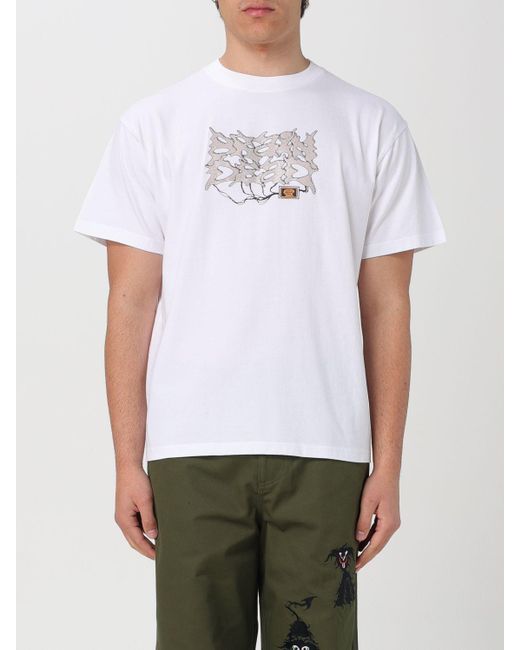 T-shirt in cotone con stampa grafica di Brain Dead in White da Uomo