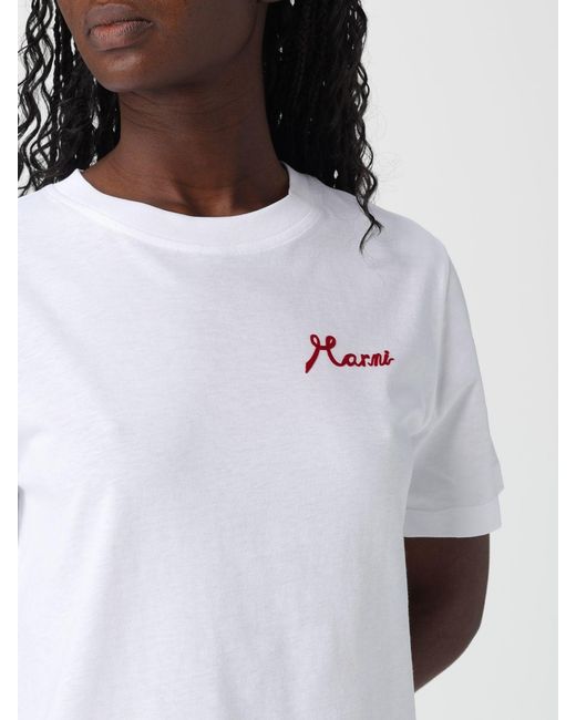 Marni White Cotton T-Shirt With Logo