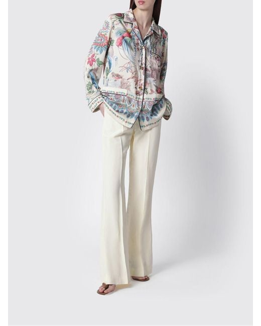 Etro White Paisley Print Twill Shirt