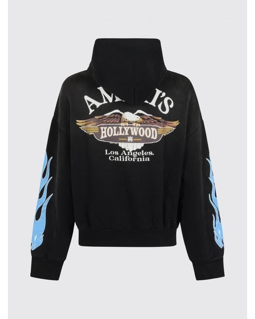 Amiri Black Cotton Hoodie With Logo Print for men