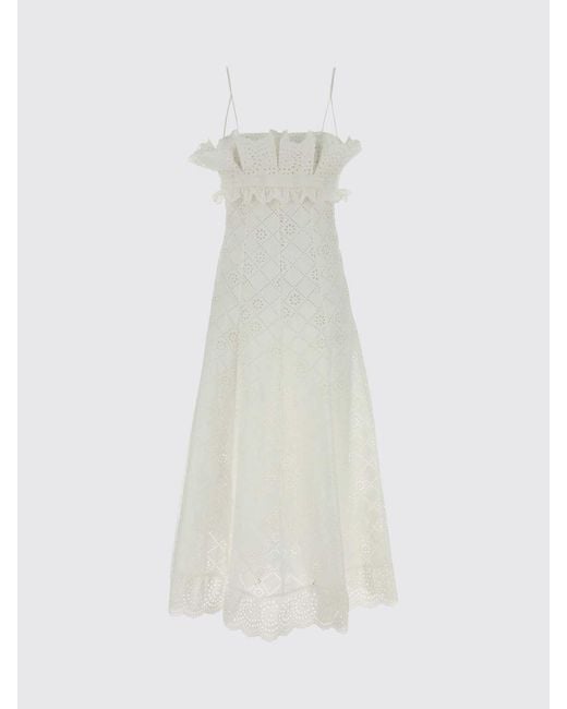 Alberta Ferretti White Embroidered Cotton Dress