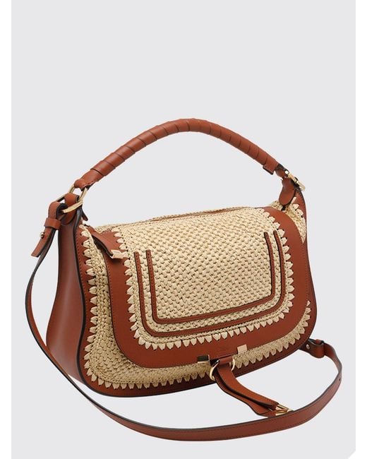 Chloé Brown Chlo&Eacute Marcie Tasche Aus Häkelraffia Und Leder