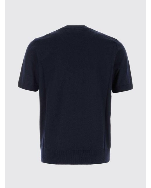 Boss Blue Short-Sleeved Crew-Neck Jumper for men