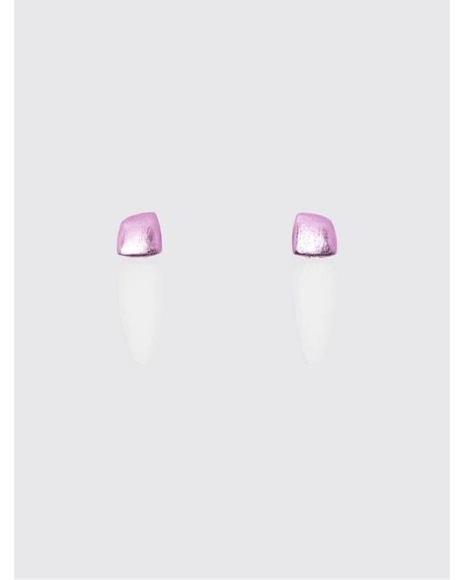 Monies Pink Chromed Wood And Acrylic Earrings