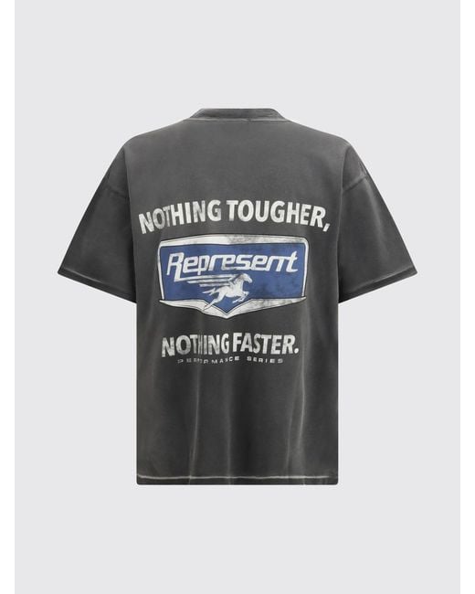 Represent Gray Cotton T-Shirt With Logo for men