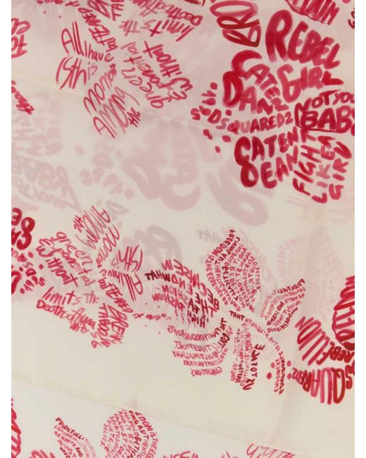 DSquared² Pink Printed Silk Scarf