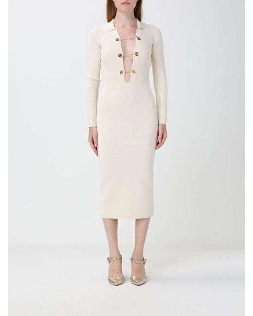 Elisabetta Franchi Natural Slim-Fit Midi Sheath Dress