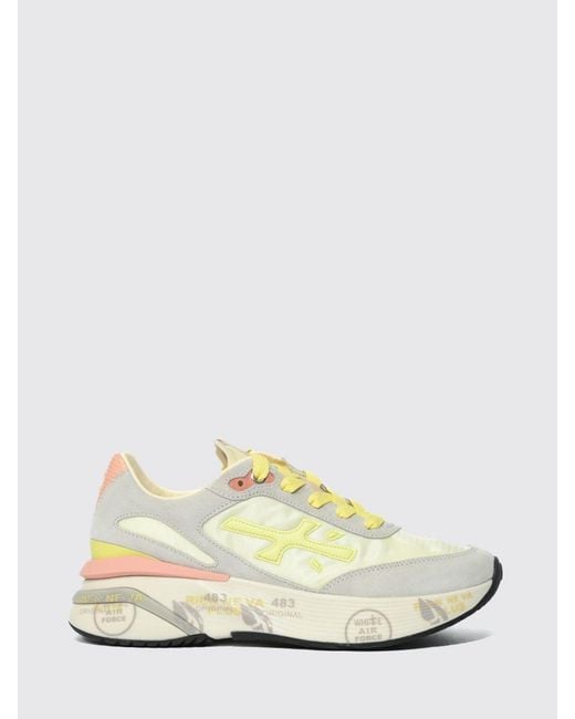 Premiata White Moerund Laminated Leather And Mesh Sneakers