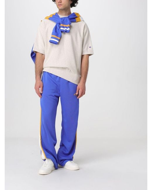 Champion Blue Time Capsule Two-Tone Striped Acetate Track Jacket With High Neck for men