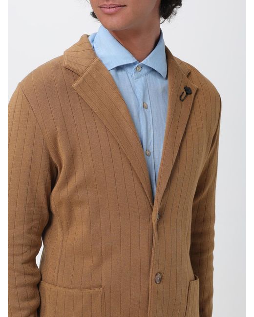 Lardini Natural Single-Breasted Knit Jacket for men