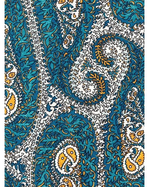 Etro Blue Paisley Print Silk Scarf