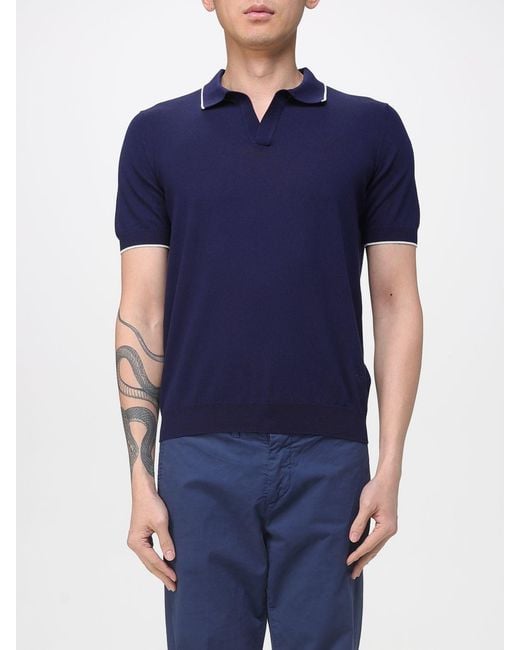 Fay Blue Cotton Polo Shirt for men