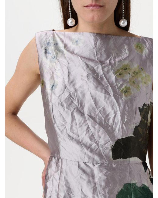 Erdem White Floral Print Sleeveless Gown