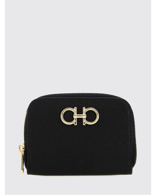 Ferragamo Black Gancini Grained Calfskin Leather Wallet