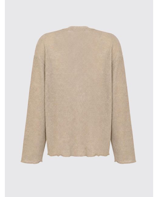 Atomo Factory Natural Linen Blend V-Neck Jumper With Three-Button Closure