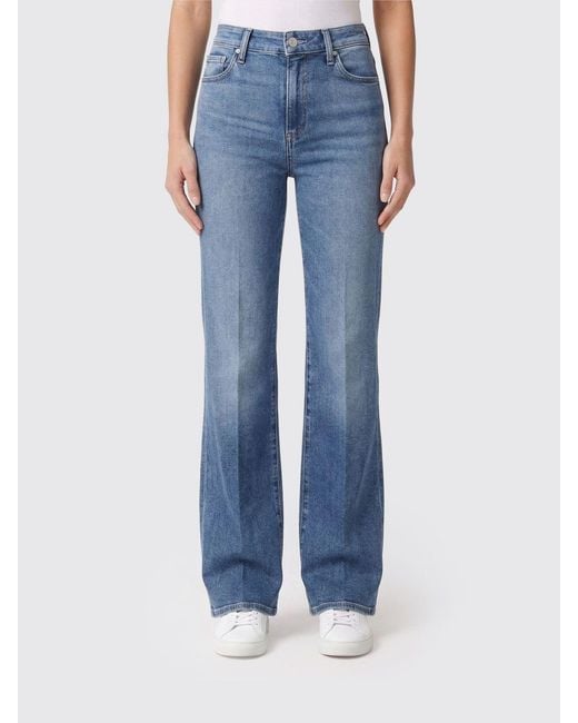 PAIGE Blue Flared Cotton Denim Jeans