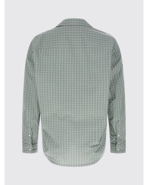 Maison Mihara Yasuhiro Gray Check Cotton Shirt With Cuban Collar And Asymmetric Hem for men