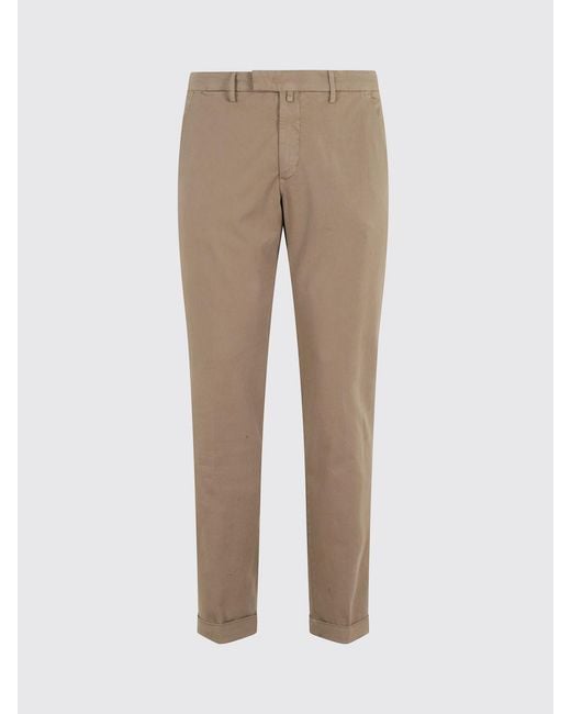 Briglia 1949 Natural Slim Fit Pleated Cotton Tailored Trousers for men