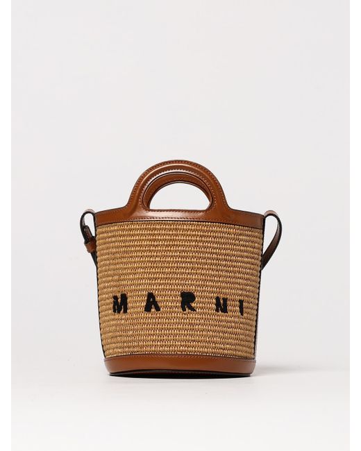 Borsa A Mano Tropicalia A Secchiello di Marni in Brown
