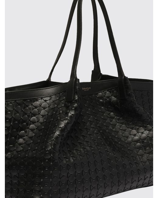 Serapian Black Secret Large Tasche Aus Geflochtenem Leder