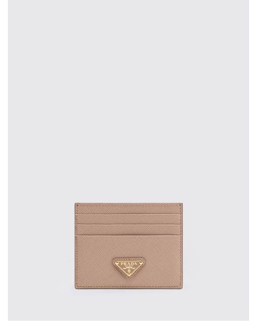 Prada Natural Calf Leather Card Holder With Logo
