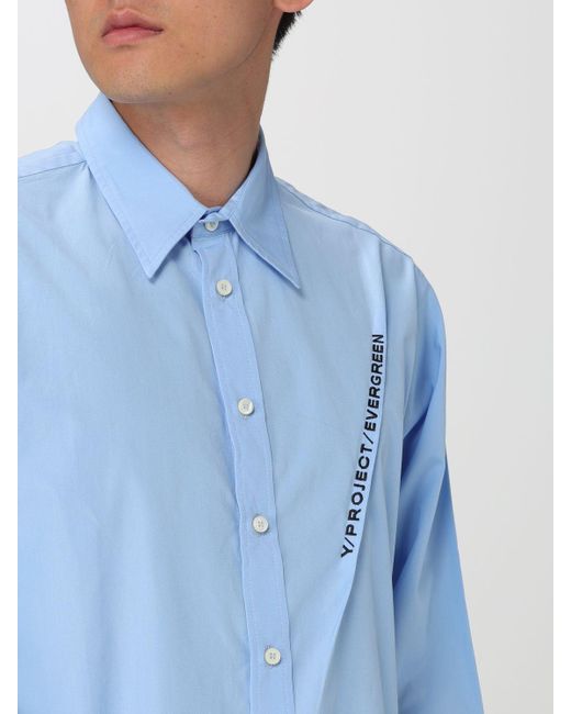 Camicia in cotone con dettaglio logo di Y. Project in Blue da Uomo