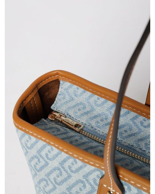 Liu Jo Blue Evrim Cotton Denim Bag With Jacquard Monogram