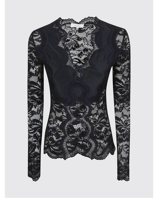 Rabanne Black Stretch Lace Cut-Out Top