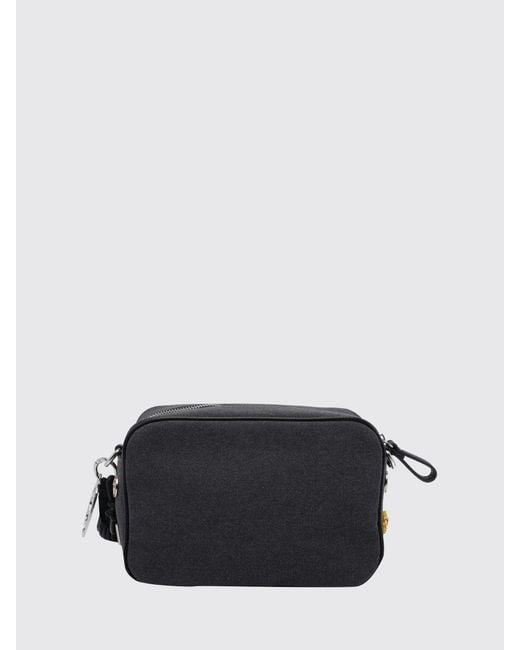 La Carrie Black Embroidered Canvas Mini Camera Bag With Studs
