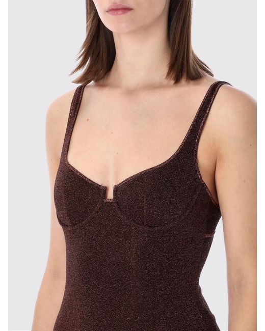 Oseree Black Lurex Jersey One-Piece Swimsuit