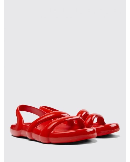 Camper Red Barah Flat Sandals Casual Rubber for men
