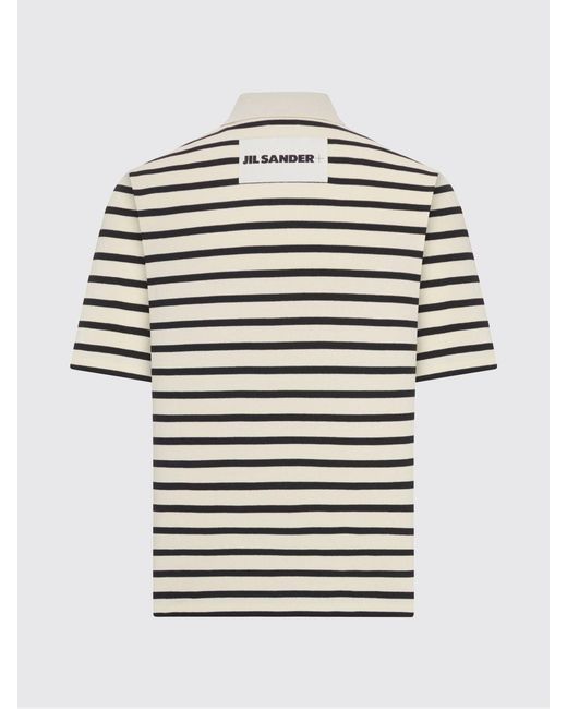 Jil Sander Blue Striped Cotton Polo Shirt for men