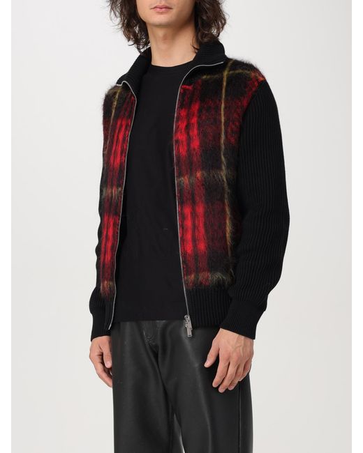McQueen Red Macqueen-Tartan Zip-Up Cardigan for men